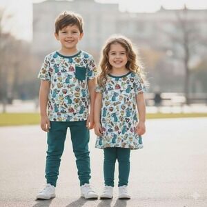 Serial Bamboo Thrifter Chef's Snack Adventure Peplum Set 3T NWT